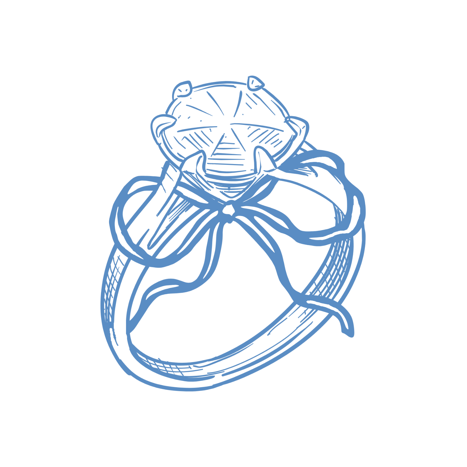 The photo is of an engagement ring with a knot tied around it in the form of a bow, to represent everything you need between your engagement and your wedding day when you "tie the knot"!